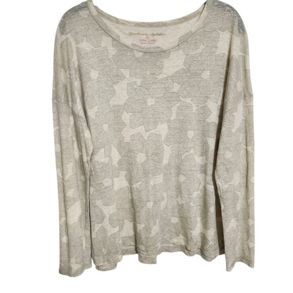 Gudrun Sjoden Medium Beige Floral Pattern Long Sleeve Top Sweater - Picture 3 of 7
